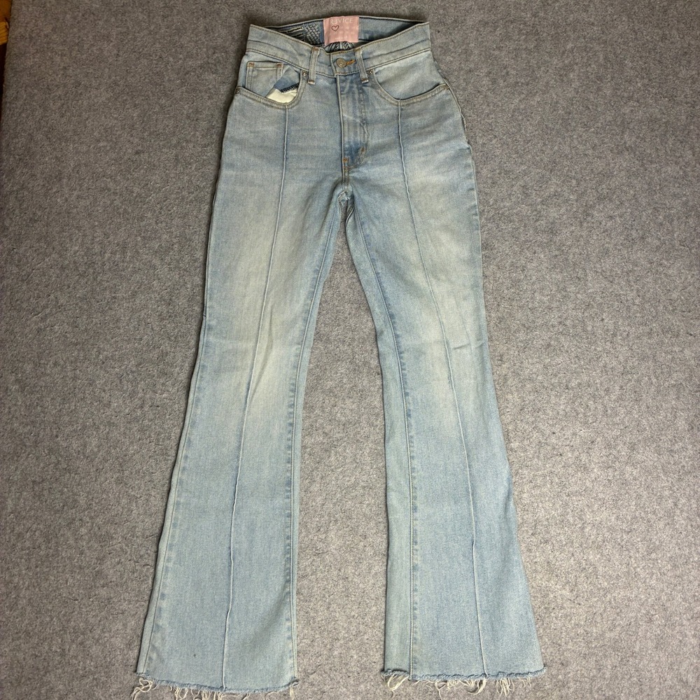 Revice Denim Light Wash Star Seam High Rise Flare Leg Jeans Size 24x30 Y2K 90s